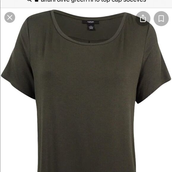💼NWT Alfani Urban Olive Green Hi/lo top - Picture 2 of 11